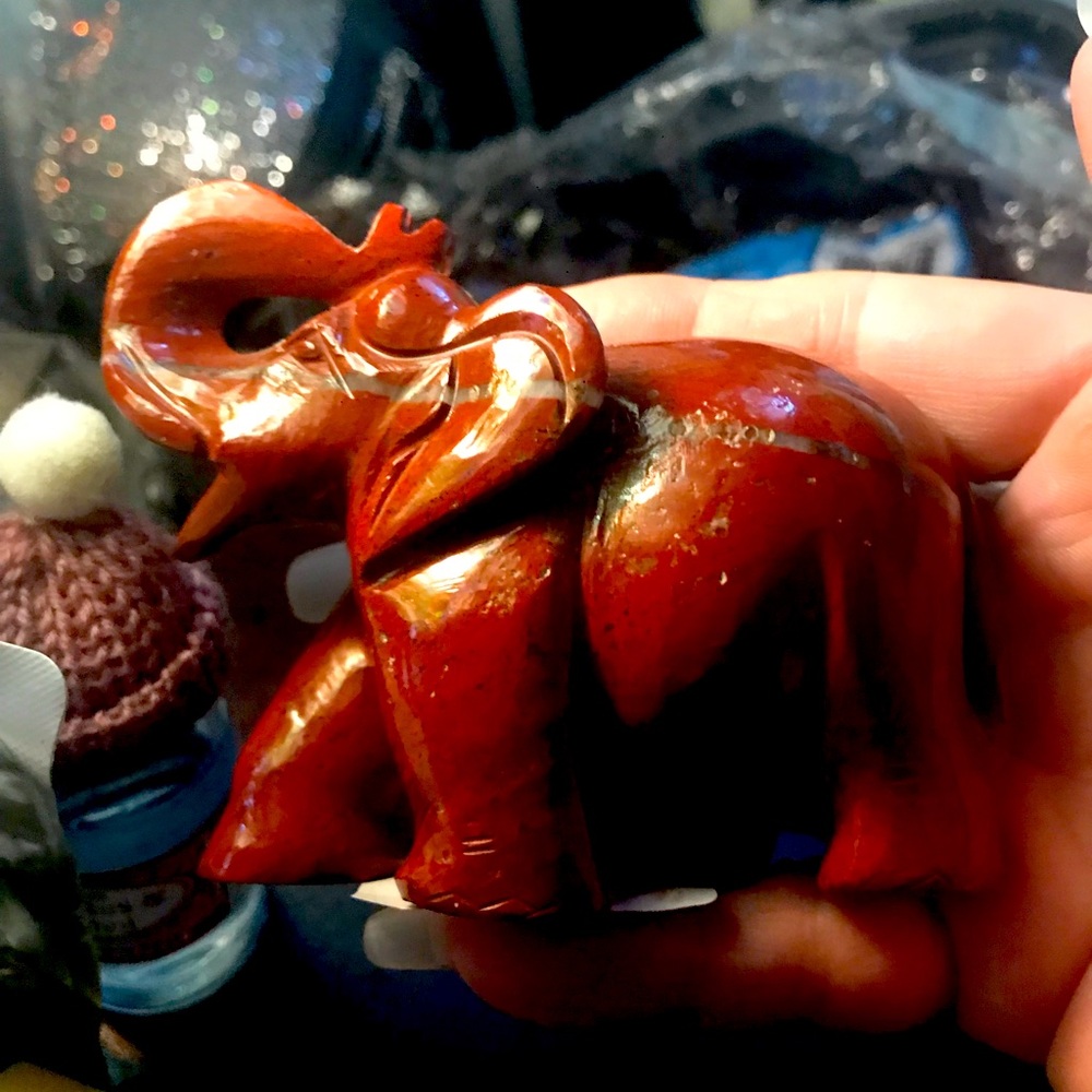 Red Jasper carved elephant